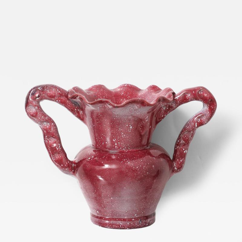 French Mid Century Maroon Glazed Vessel