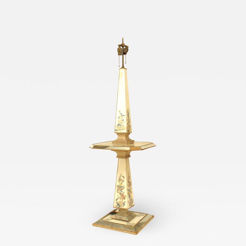 French Mid Century Mirrored Obelisk Floor Lamps