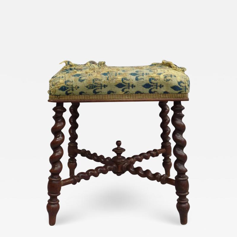 French Mid Century Modern Barley Twist Bench in the Style of Louis XIII 1940