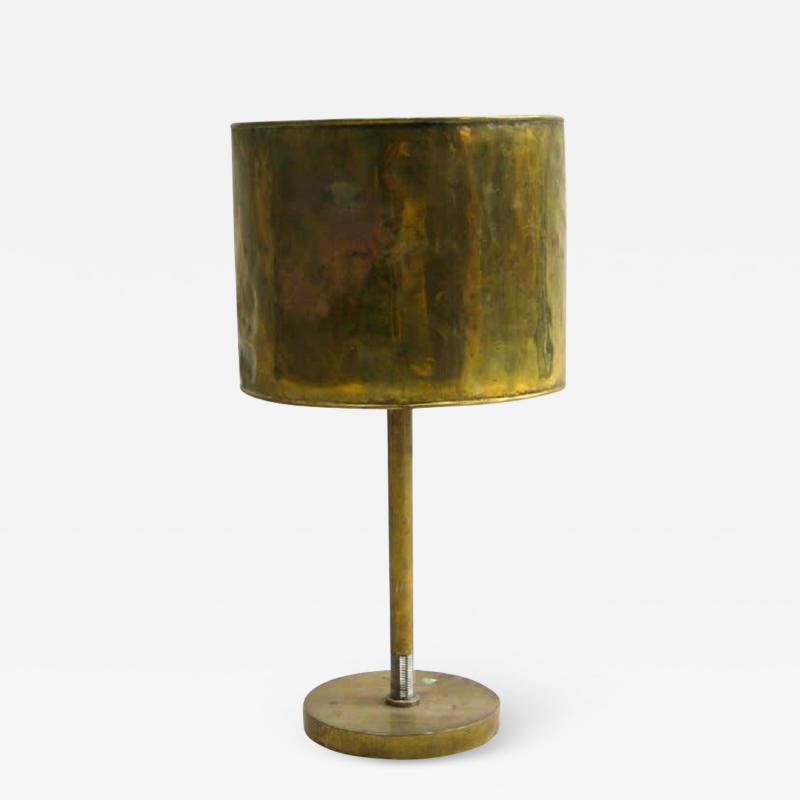 French Mid Century Modern Marine Brass Table Lamp with Brass Shade