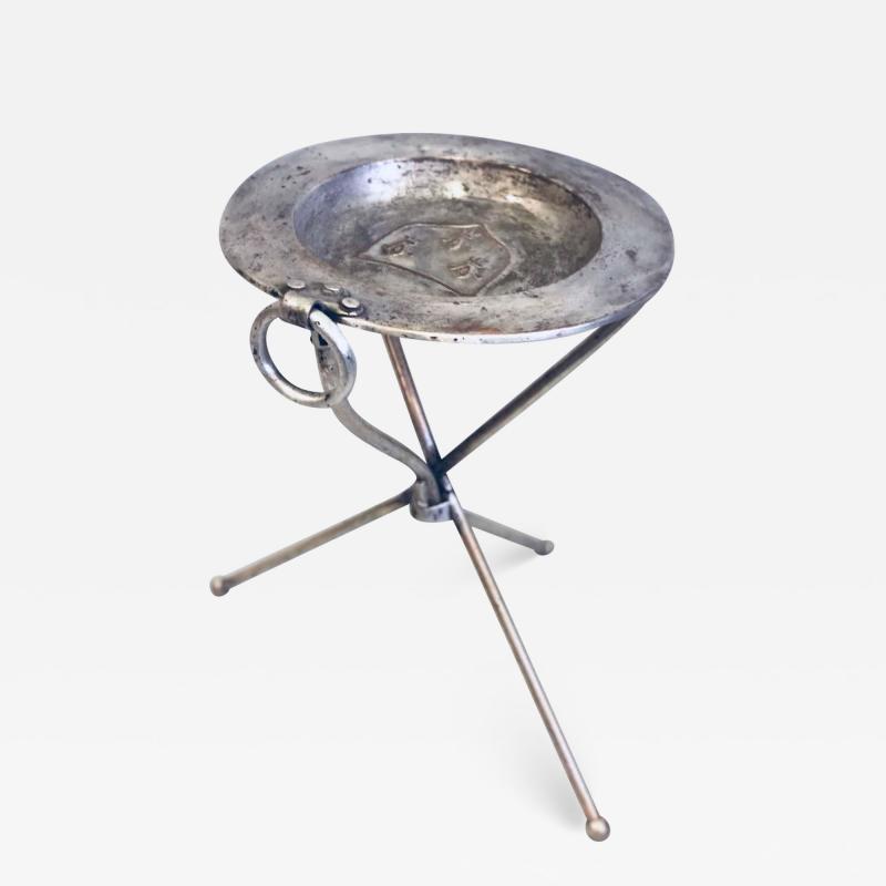 French Mid Century Modern Neoclassical Silvered Brass Side Table or Gueridon