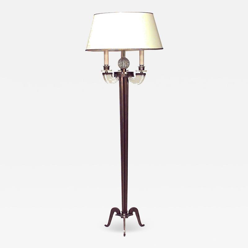 French Mid Century Raymond Lorence Brass Column Floor Lamp
