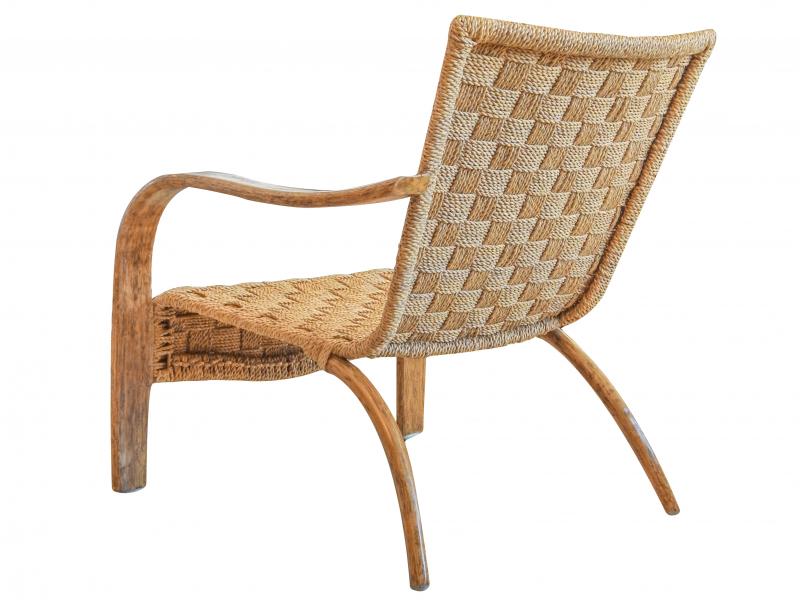 French Mid-Century Rope Chair And Ottoman