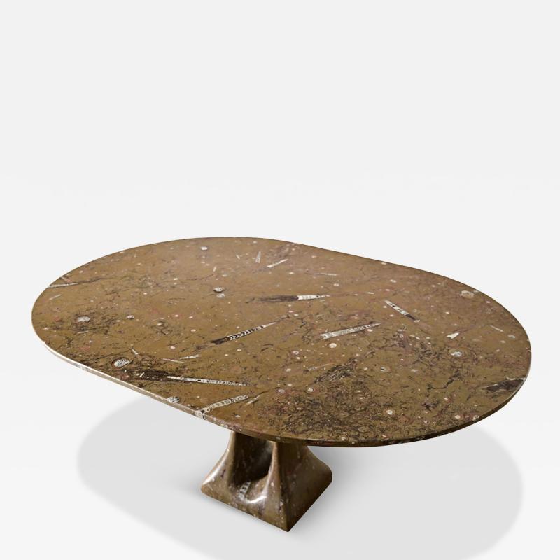 French Midcentury Carved Stone Dining Table
