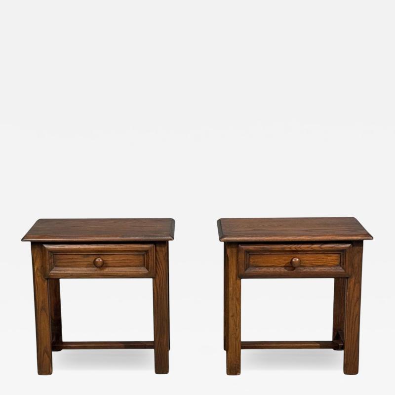 French Modern Brutalist Nightstands Oak France 1960s