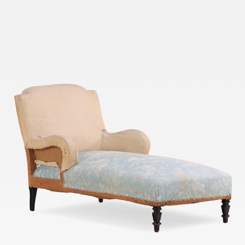 French Napoleon III Chaise Longue with Turned Legs C 1860