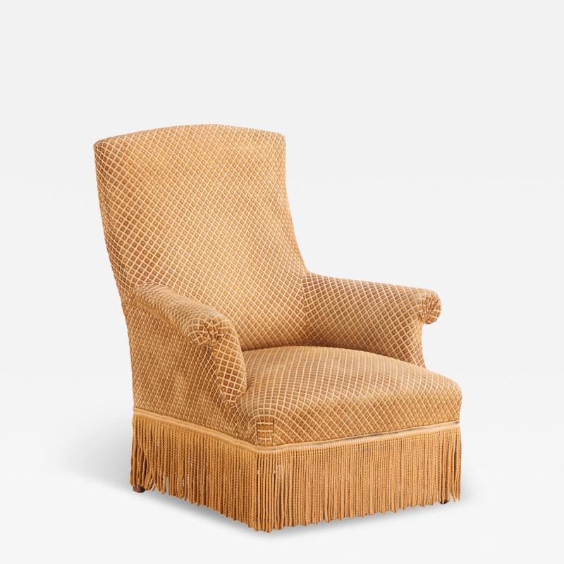 French Napoleon III Library Chair Resting on Ebonized Turned Feet C 1860