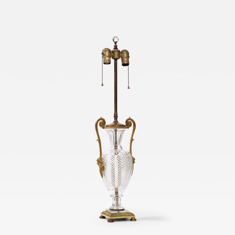 French Neoclassic Crystal Bronze Lamp