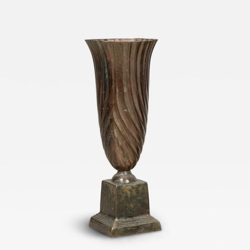 French Neoclassical Tall Brass Vases with Swirl Design