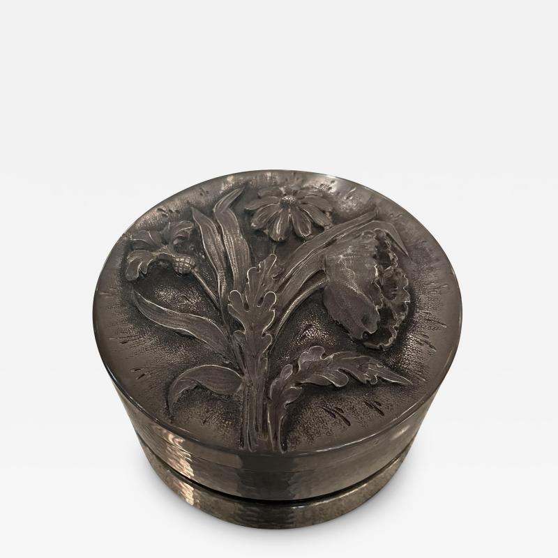 French Nouveau Repouse Lidded Metal Box