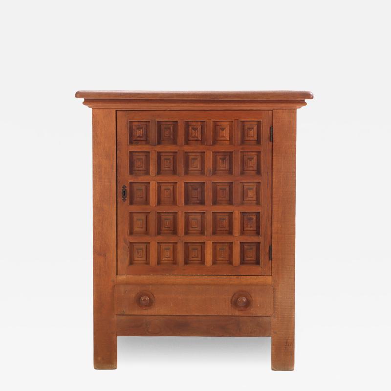 French Oak Brutalist Style Cabinet C 1960 