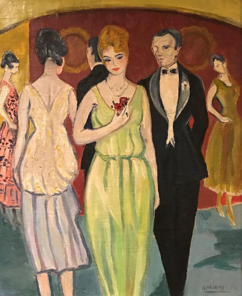 French Oil on Canvas by Rene Mendes of the Ballroom