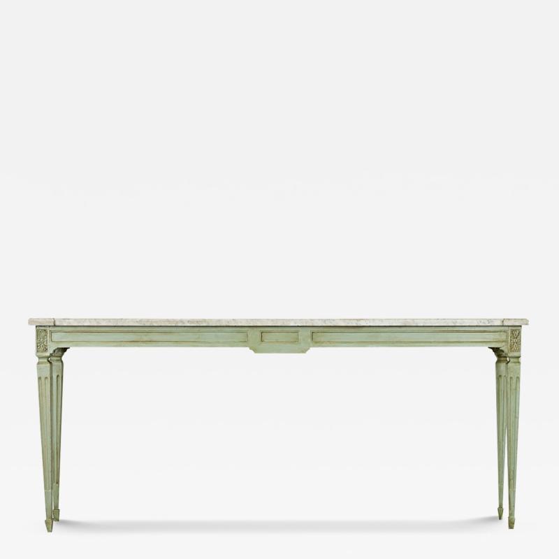 French Painted Console with White Marble Top