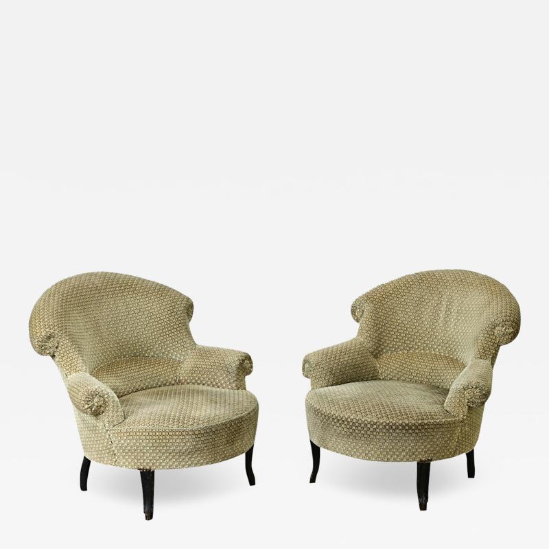 French Pair of 19th Century Napoleon III Club Chairs