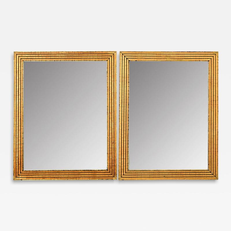 French Pair of Louis XVI Style Reeded Gilt Mirrors