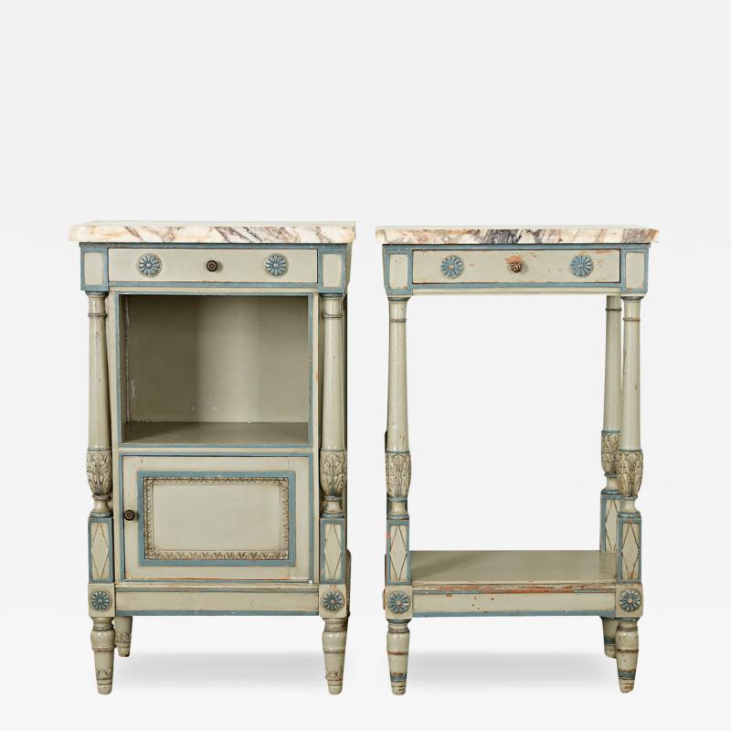 French Pair of Louis XVI style Painted Bedside Tables