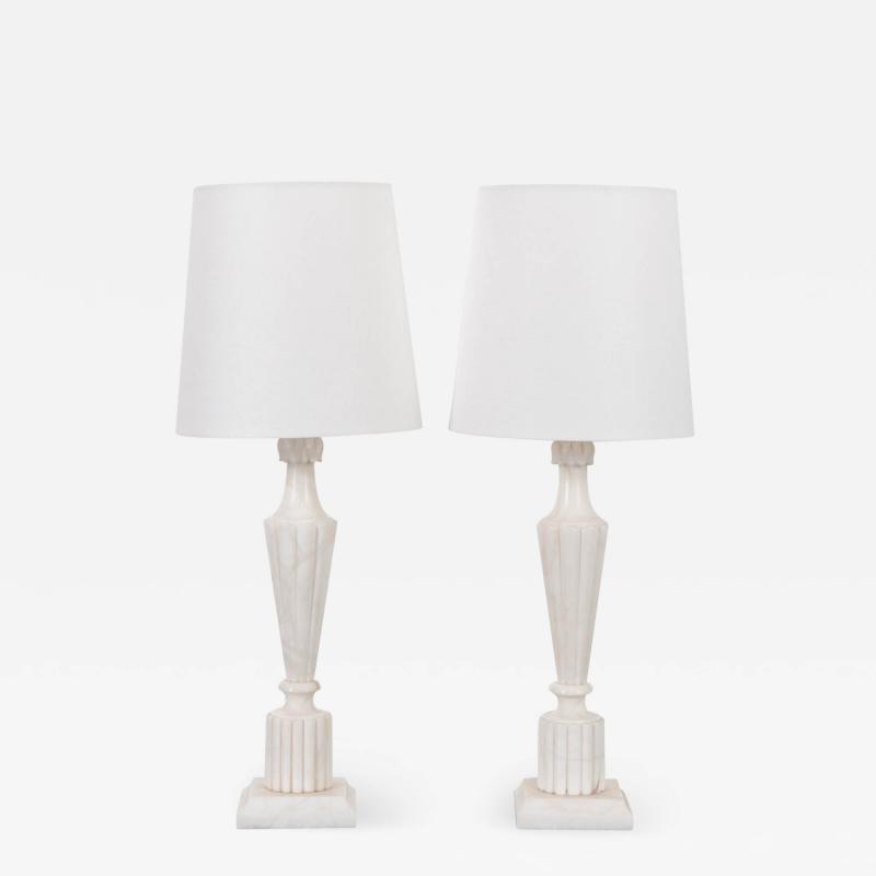 French Pair of Vintage Marble Lamps