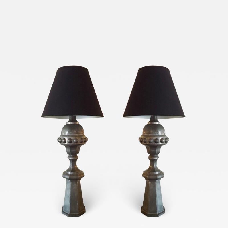 French Pair of Zinc Finial Table Lamps
