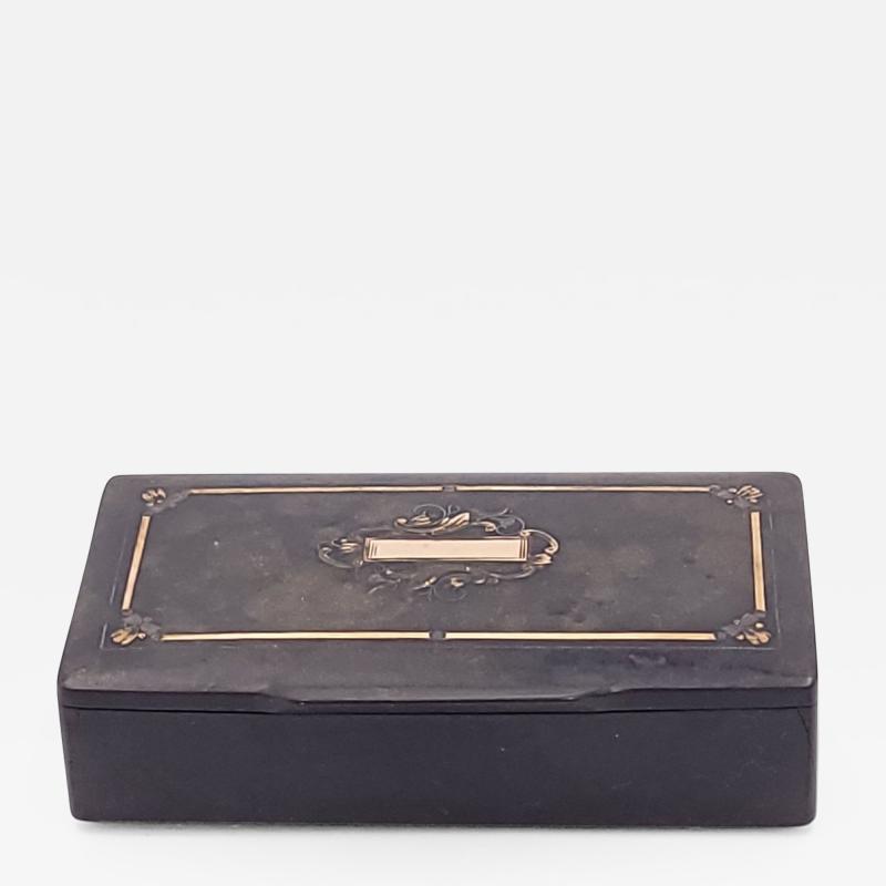 French Papier m ch Snuff Box Inlaid with Gold circa 1840