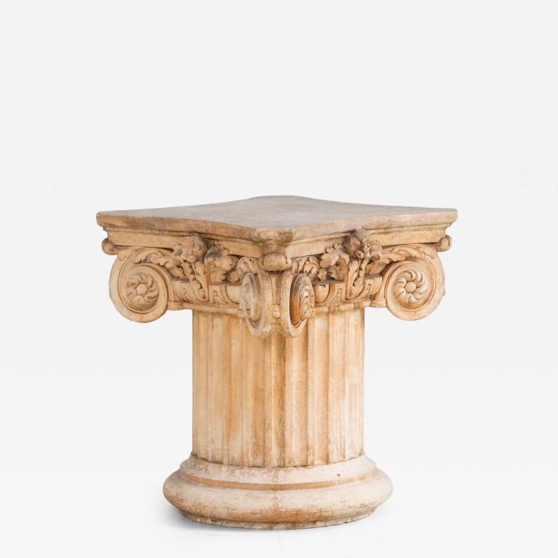 French Plaster Column Stand Side Table