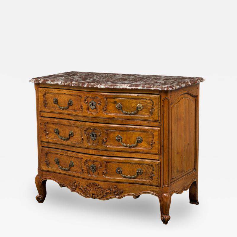 French Provincial Cherrywood Commode with Marble Top