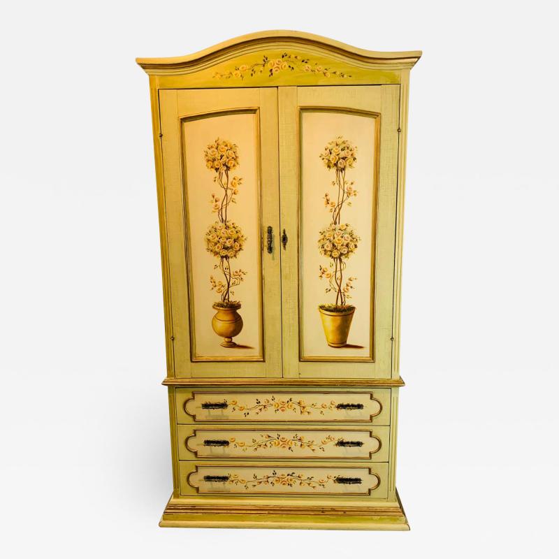 French Provincial Hand Painted Armoire Or Cabinet French Provincial Hand Painted Armoire, Hand Painted Armoire