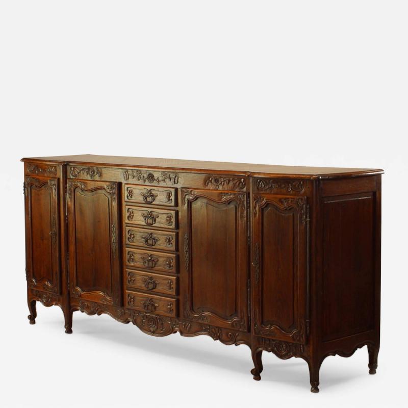 French Provincial Louis XV Style Carved Oak Sideboard