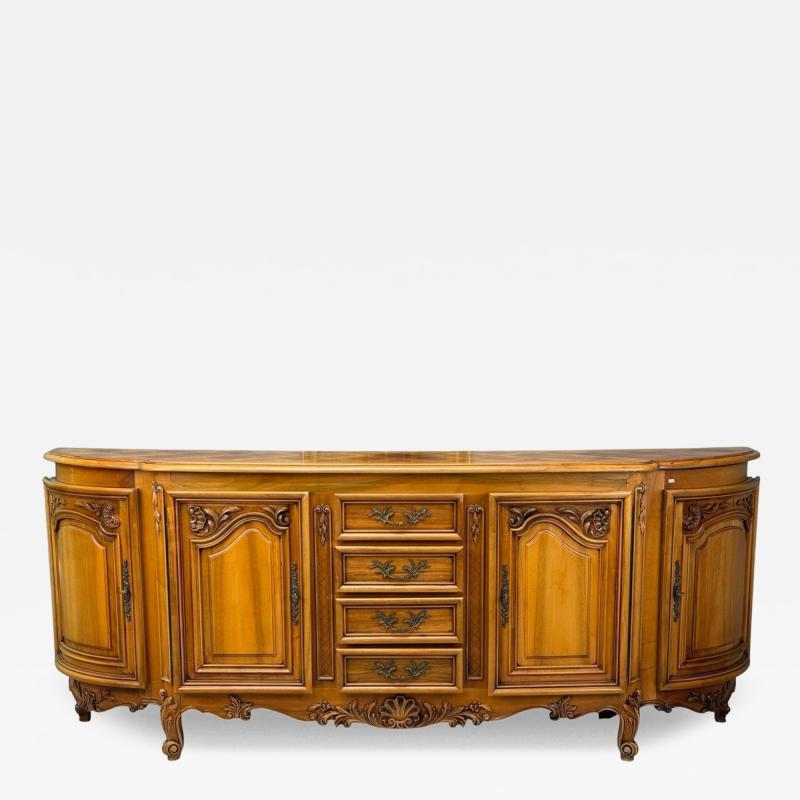 French Provincial Monumental Sideboard Wood Brass France 1960s