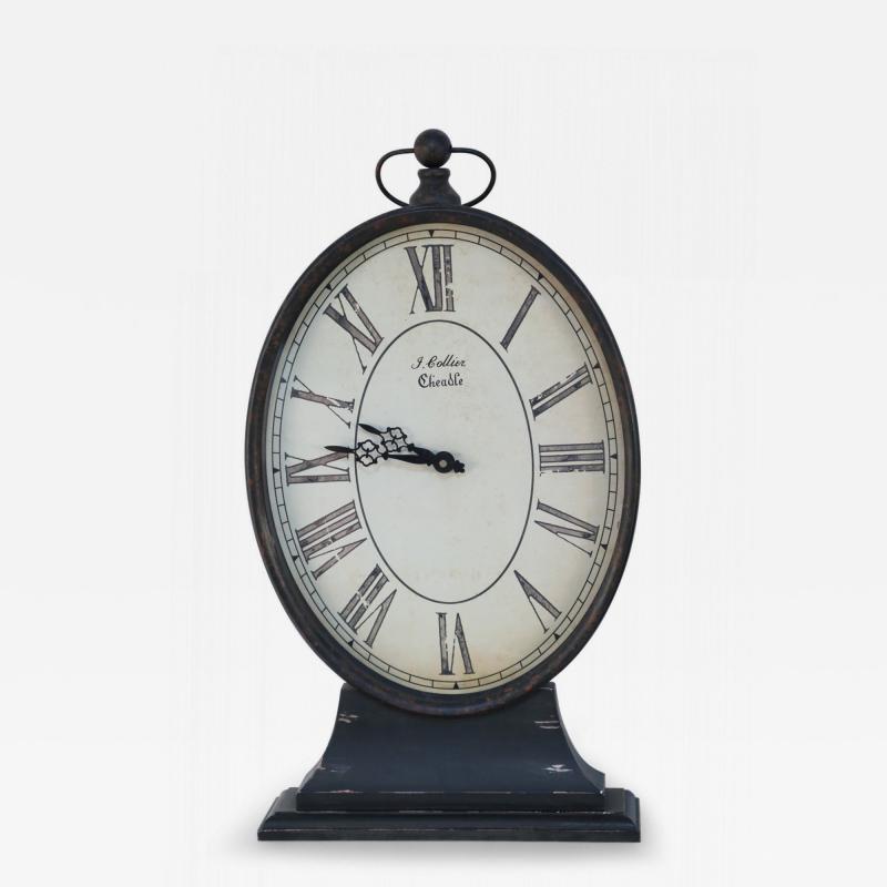 French Provincial Style Black Tole Clock with Base
