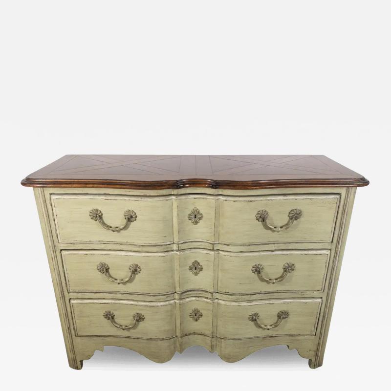 French Provincial Style Three Drawer Commode or Chest with Mahogany Top