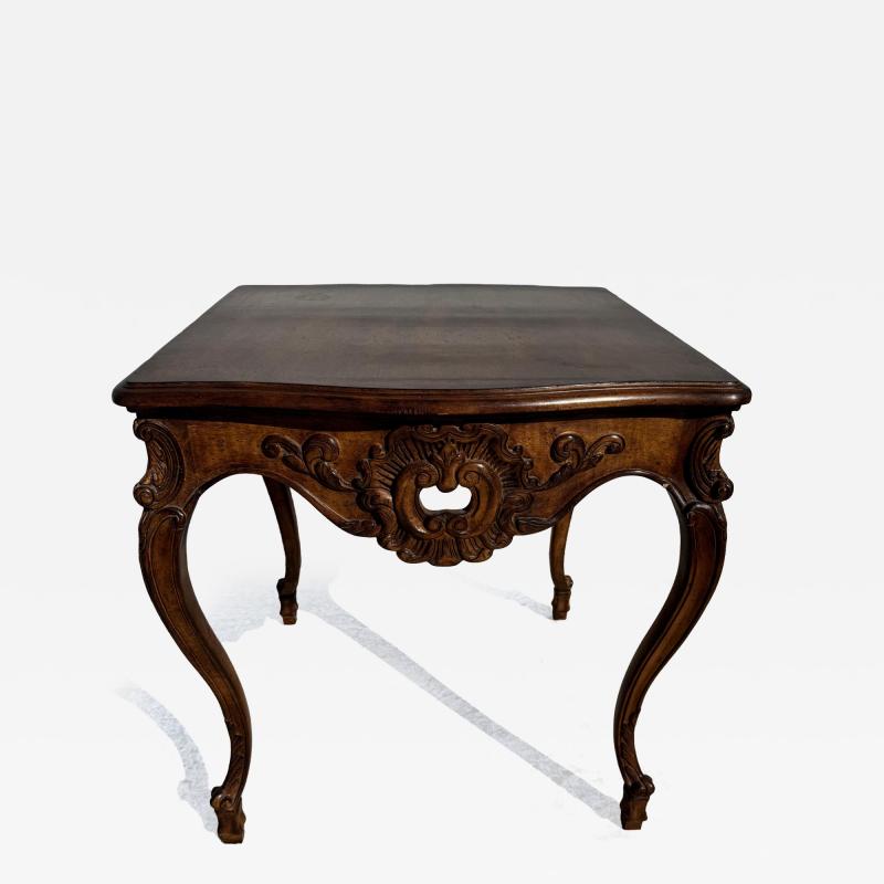 French Provincial Style Walnut Carved Side Table