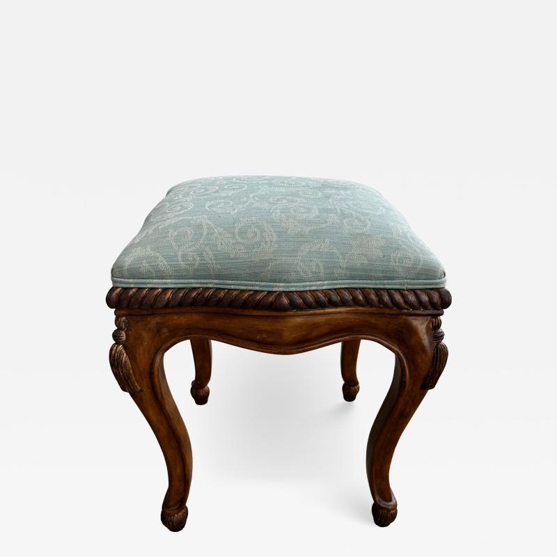 French Provincial Walnut Upholstered Stool