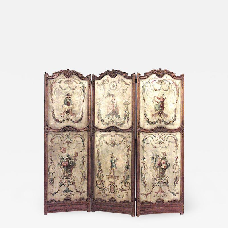 French Regence Oak 3 Fold Screen