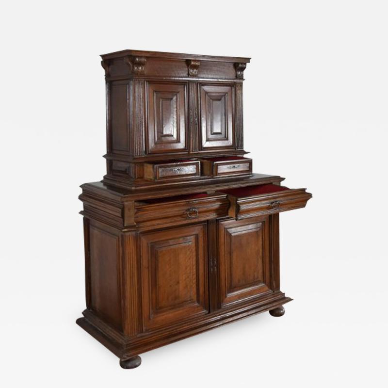 French Renaissance Henry II Late 16th Century Walnut Deux Corps Cabinet