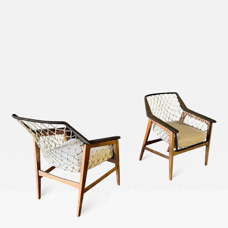 French Riviera style unusual net fish pair of chair