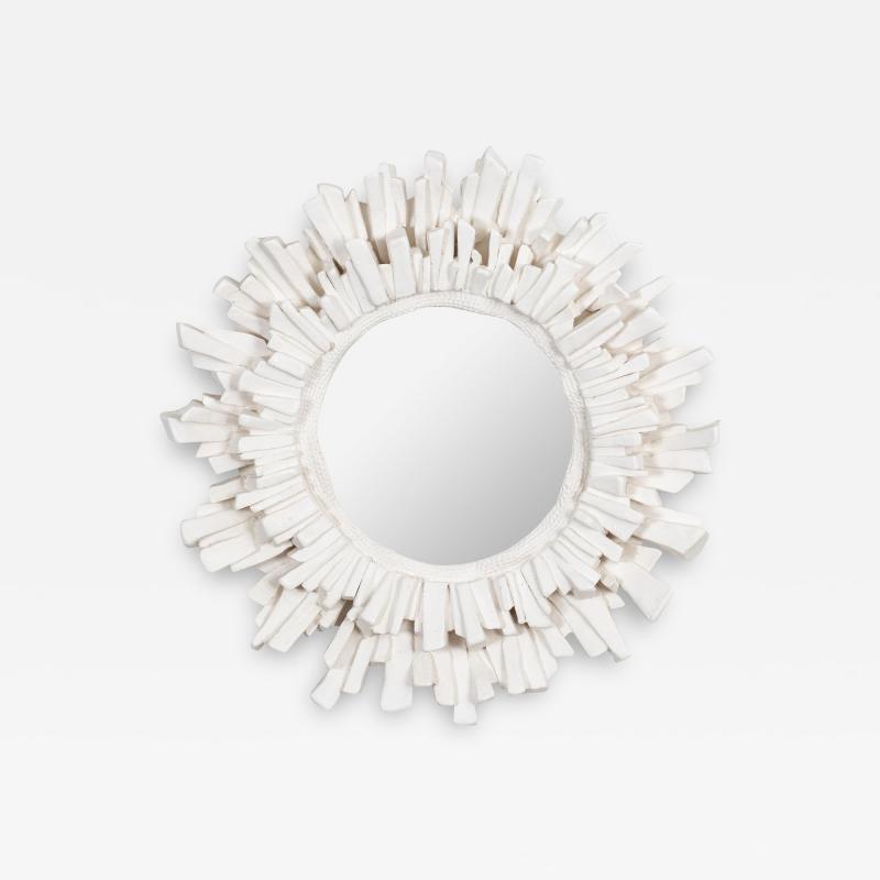 French Round Plaster Starburst Shaped Mirror 21st Century