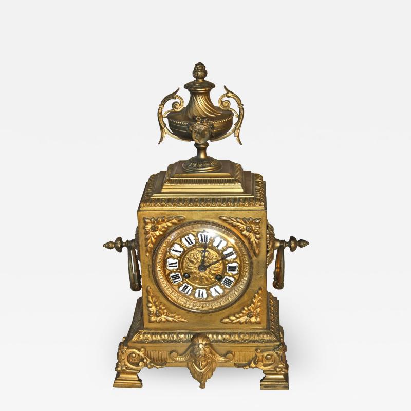 French Second Empire Bronze Dore Mantle Clock