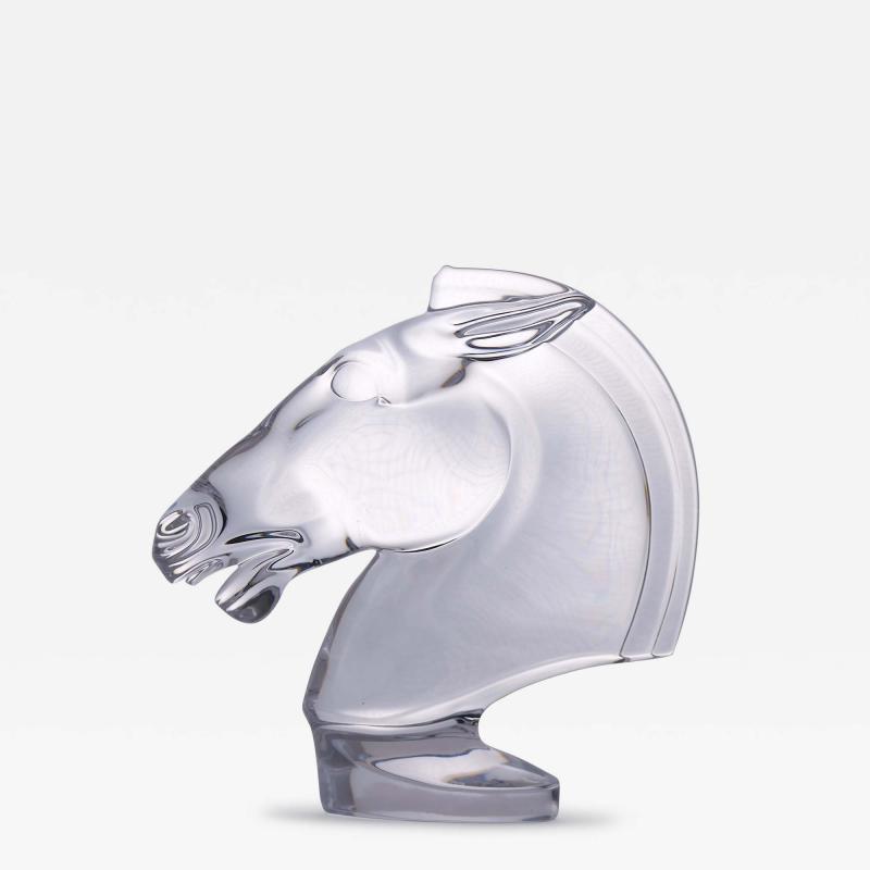 French Sevres Crystal Art Deco Style Tall Horse Head Sculpture