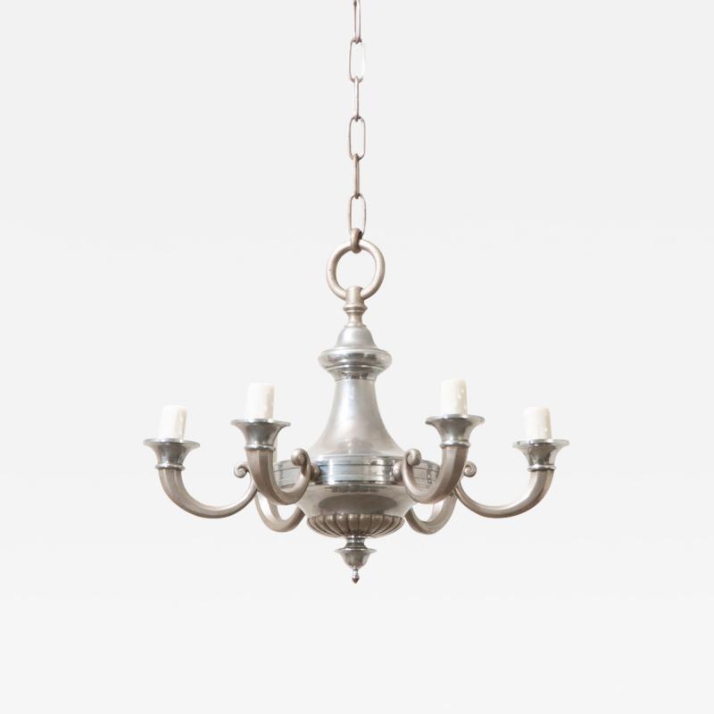 French Silver Plate 6 Light Chandelier