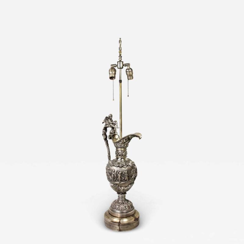 French Silvered Bronze Ewer Table Lamp Retailed by Tiffany