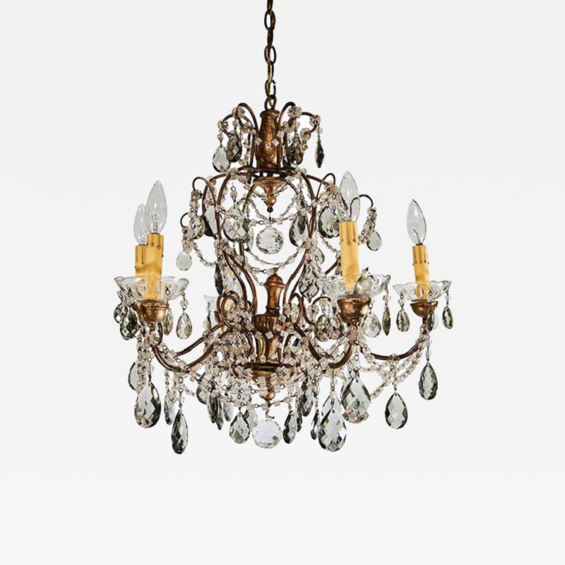 French Six Light Crystal Chandelier