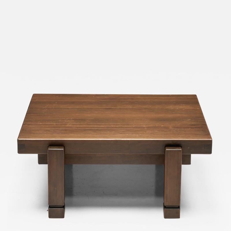 French Square Wooden Coffee Table 1960s