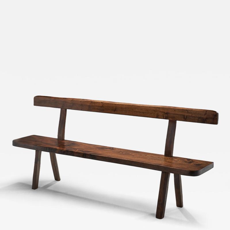 French Stained Wood Aranjou Edition Bench France 1950s