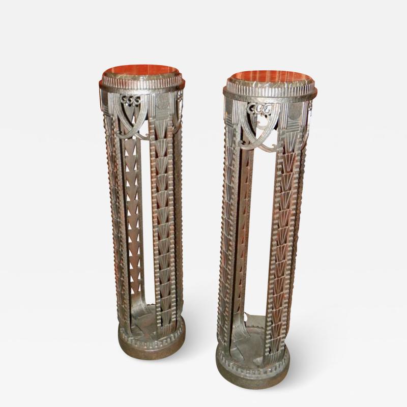 French Style Art Deco Iron and Marble Display Stands