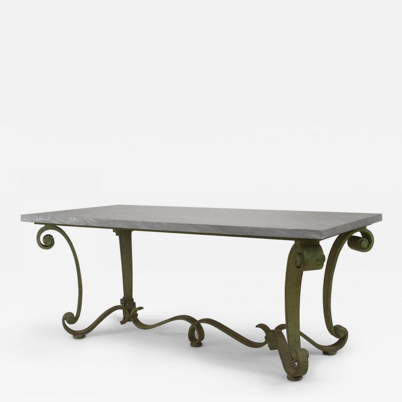 French Subes Iron and Marble Top Center Table