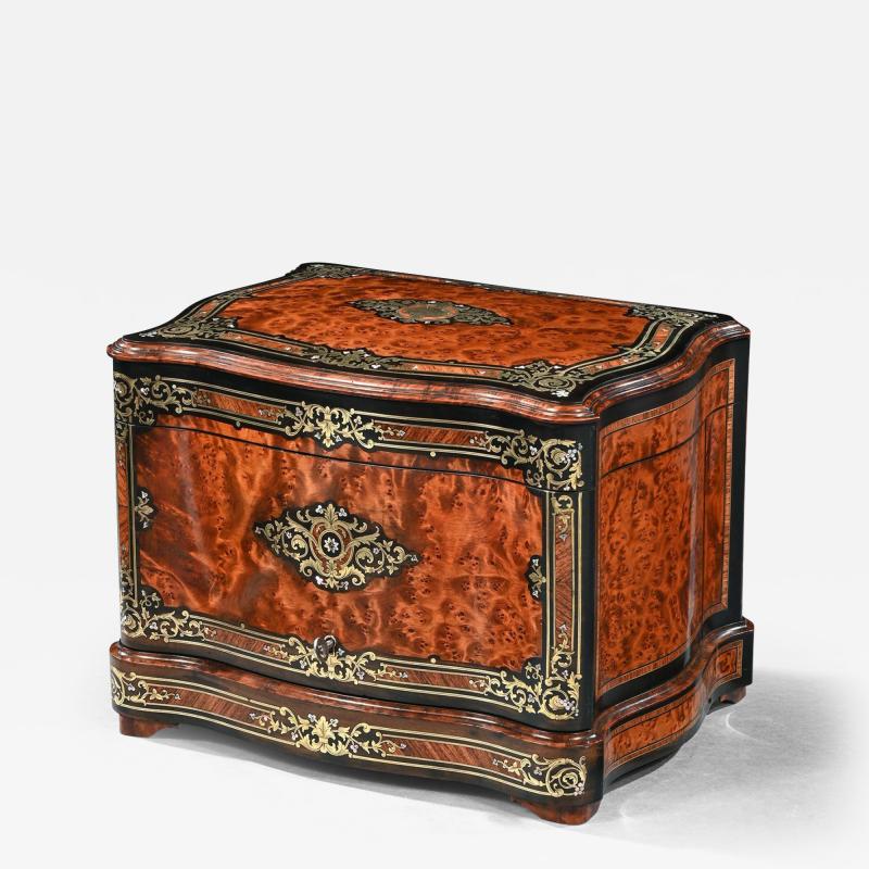 French Thuya And Brass Inlaid Serpentine Cave A Liqueur Or Tantalus Box