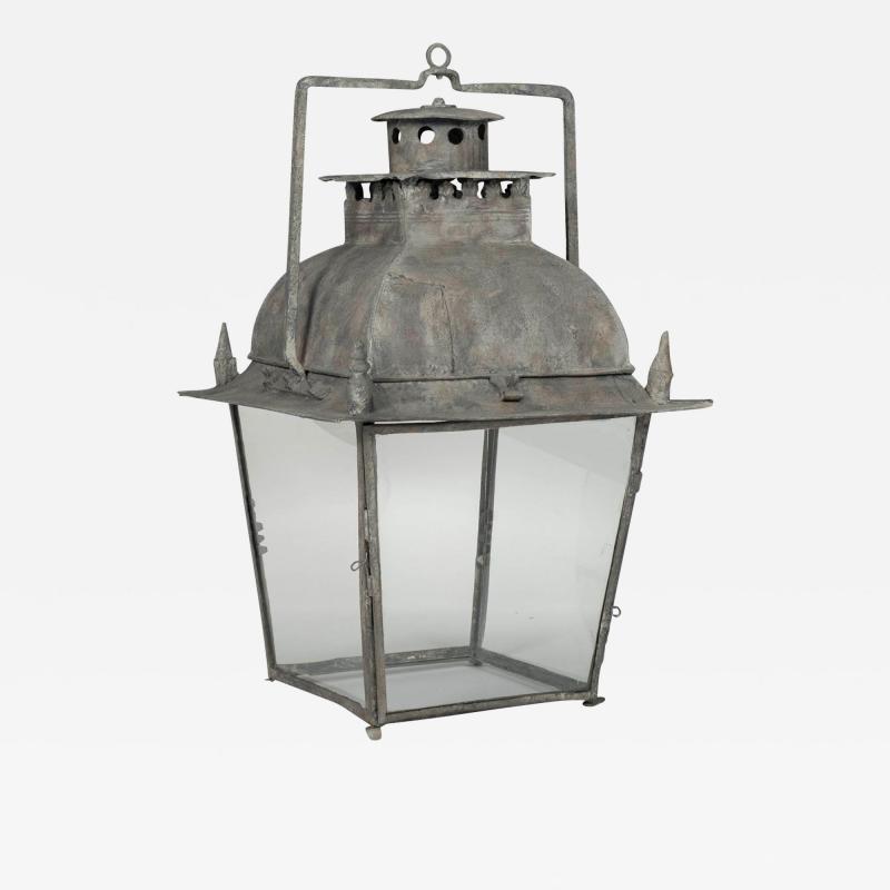 French Tole and Glass Lantern