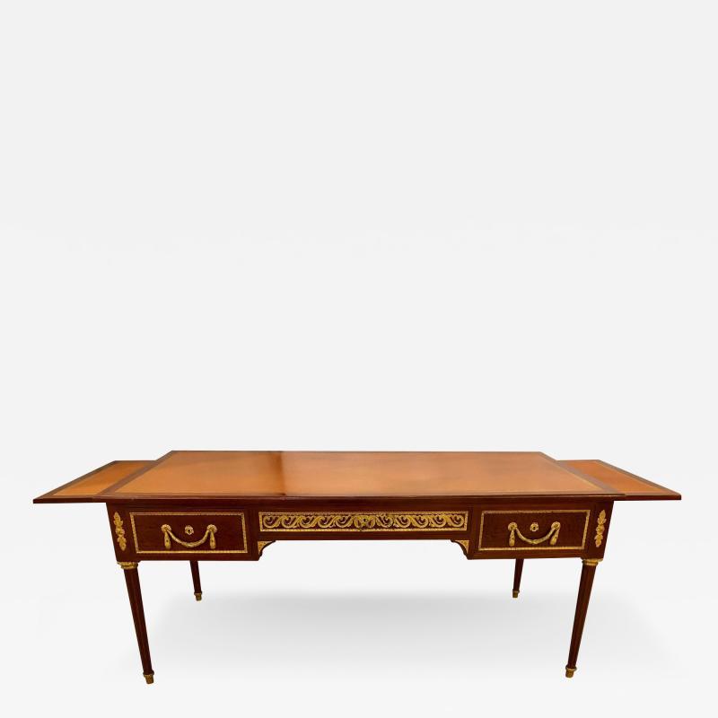 French Tortoise Wood Louis XVI Style Maison Jansen Partners Desk or Bureau Plat