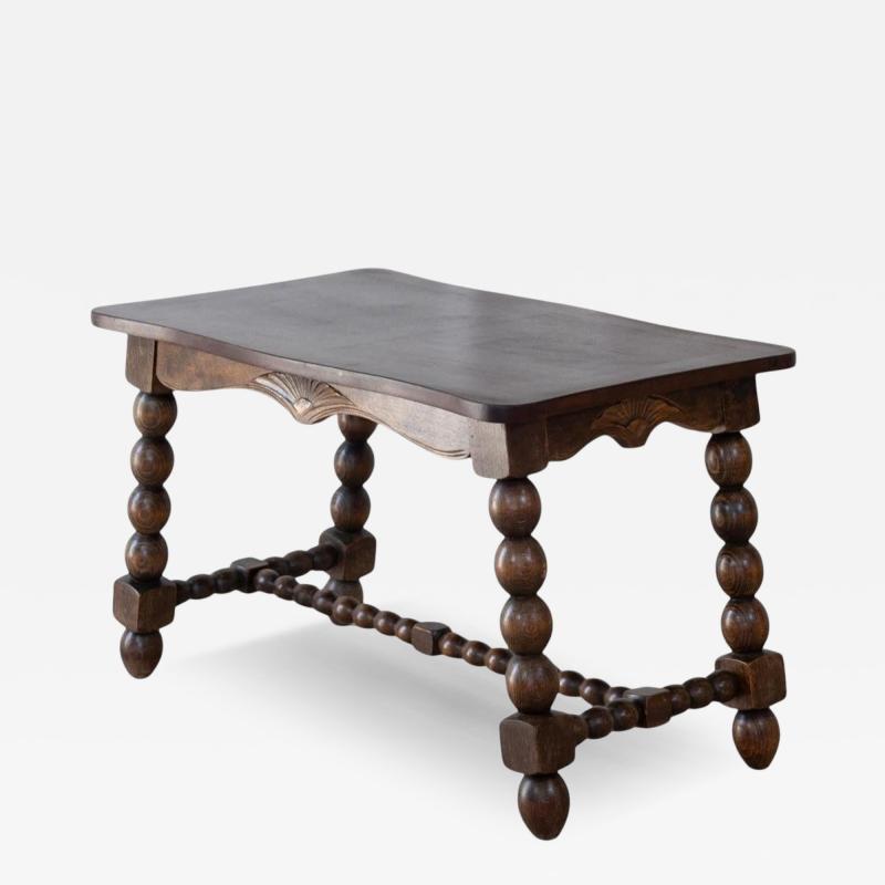 French Turned Beech Coffee Table Louis XIII Style 1950s