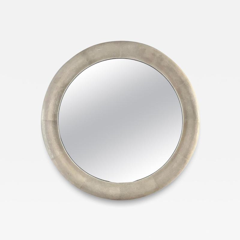 French Twentieth Century Large Circular Ivory Shagreen Mirror